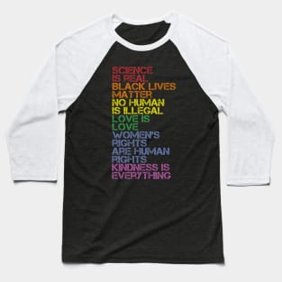 Science is Real Black Lives Matter Love Is Love T-Shirt - Human Rights Activist and Equality Baseball T-Shirt